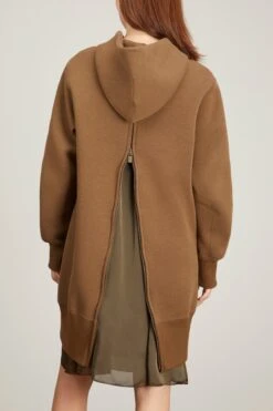 Sacai Sponge Sweat Hoodie Dress In Dark Beige -Dries Van Noten Shop sacai sponge sweat hoodie dress in dark beige 3