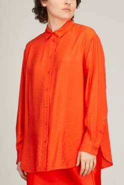 Samsoe Samsoe Alfrida Shirt In Orange -Dries Van Noten Shop samsoe alfrida shirt in orange 2