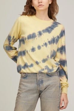 Samsoe Samsoe Audree Crewneck In Tie Dye Yellow -Dries Van Noten Shop samsoe audree crewneck in tie dye yellow 2