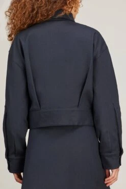 Lorena Jacket In Blu Navy -Dries Van Noten Shop sasuphi lorena jacket in blu navy 3