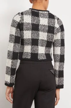 SEA Chiyo Check Knit Long Sleeve Button Down Cardigan In Multi -Dries Van Noten Shop sea ChiyoCheckKnitLongSleeveButtonDownCardiganinMulti 3