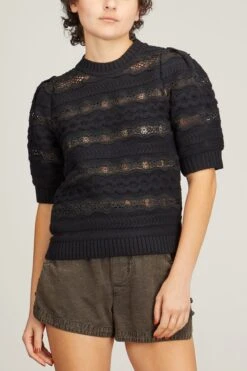 SEA Dentelle Knit Pullover In Black -Dries Van Noten Shop sea dentelle knit pullover in black 2
