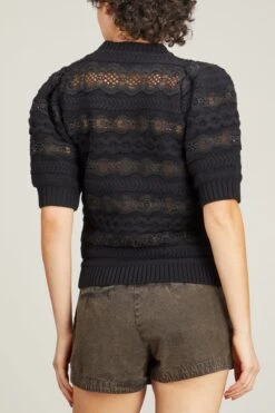 SEA Dentelle Knit Pullover In Black -Dries Van Noten Shop sea dentelle knit pullover in black 3
