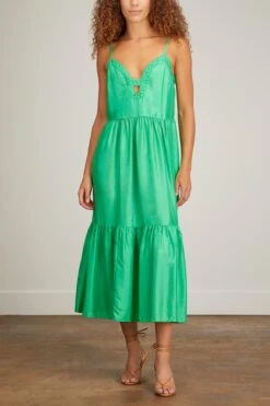 SEA Kyle Solid Slip Dress With Braid In Lime -Dries Van Noten Shop sea kyle solid slip dress with braid in lime 2