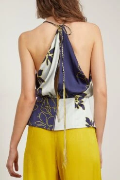 Chantal Blouse In Navy Citrine Floral -Dries Van Noten Shop silviatcherassi ChantalBlouseinNavyCitrineFloral 3