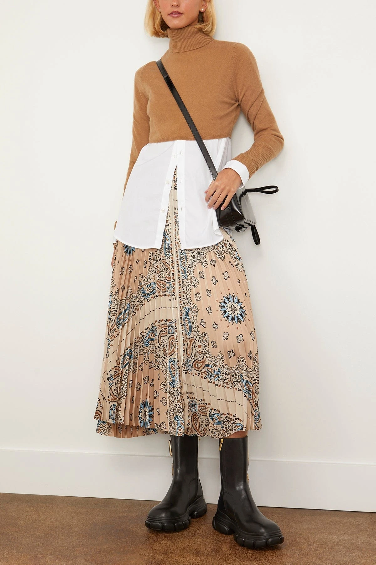 Brie Cropped Turtleneck In Camel Melange 2 Brie Cropped Turtleneck In Camel Melange - Image 2