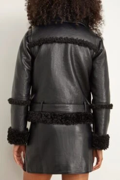 Charleston Sherpa Moto Jacket In Black -Dries Van Noten Shop simkhai CharlestonSherpaMotoJacketinBlack 3