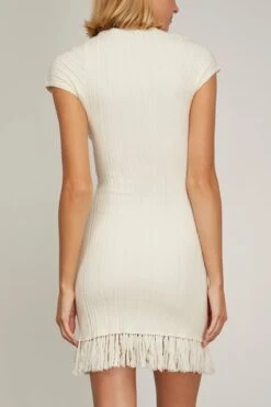 Demitria Crewneck Mini Dress With Wrap Tie In Natural White 7 Demitria Crewneck Mini Dress With Wrap Tie In Natural White -Dries Van Noten Shop simkhai DemitriaCrewneckMiniDresswithWrapTieinNaturalWhite 3