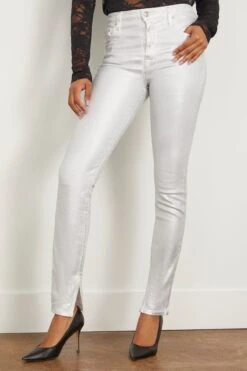 Rae High Rise Ankle Skinny Jean In Silver Foil -Dries Van Noten Shop simkhai RaeHighRiseAnkleSkinnyJeaninSilverFoil 2