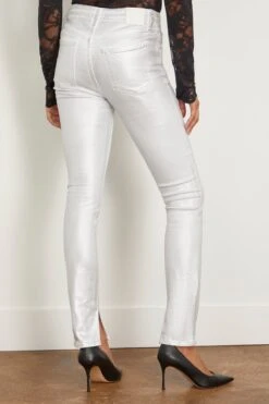 Rae High Rise Ankle Skinny Jean In Silver Foil -Dries Van Noten Shop simkhai RaeHighRiseAnkleSkinnyJeaninSilverFoil 3