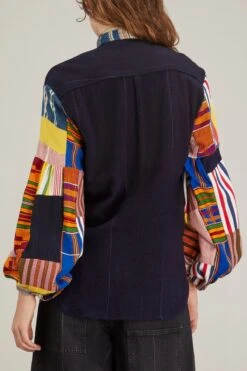 Patchwork Blouson Sleeve Shirt In Multicolor -Dries Van Noten Shop studio189 PatchworkBlousonSleeveShirtinMulticolor 3