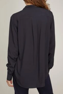 Toteme Drape-Front Shirt In Navy -Dries Van Noten Shop toteme Drape FrontShirtinNavy 3