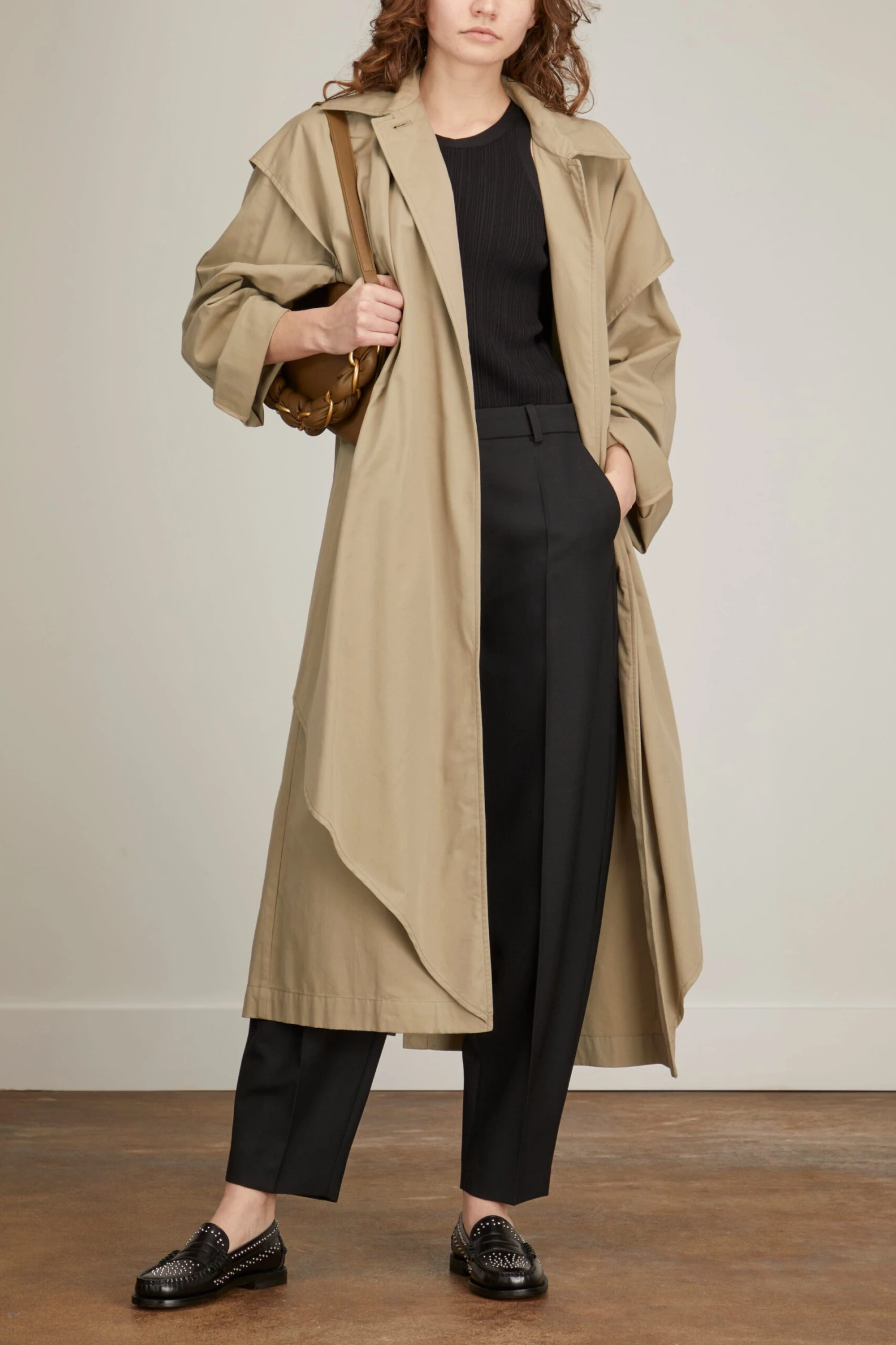 Toteme Layered Cotton Cupro Trench In Wet Sand 2 Toteme Layered Cotton Cupro Trench In Wet Sand - Image 2