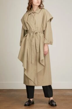 Toteme Layered Cotton Cupro Trench In Wet Sand 7 Toteme Layered Cotton Cupro Trench In Wet Sand -Dries Van Noten Shop toteme layered cotton cupro trench in wet sand 2