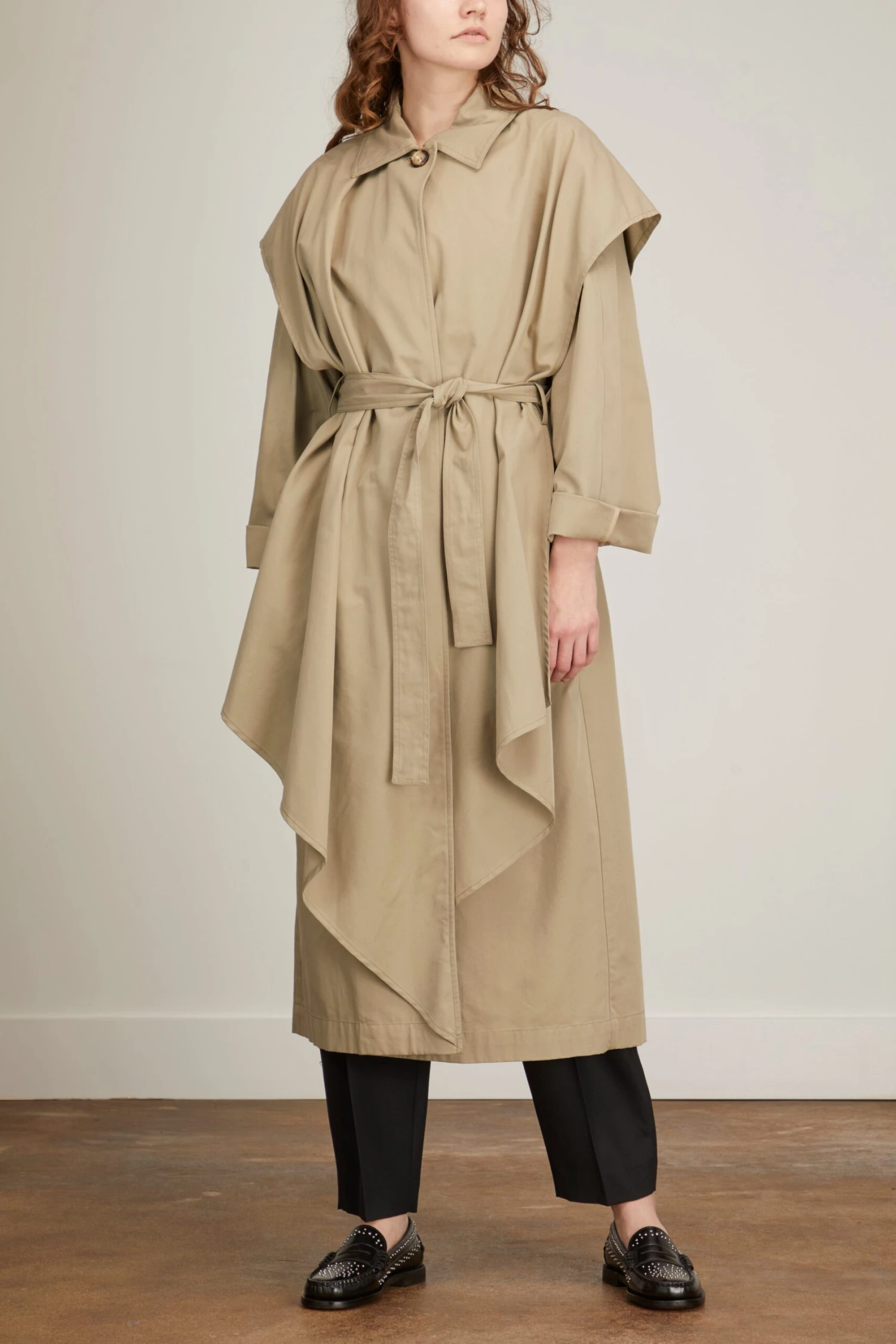 Toteme Layered Cotton Cupro Trench In Wet Sand 3 Toteme Layered Cotton Cupro Trench In Wet Sand - Image 3