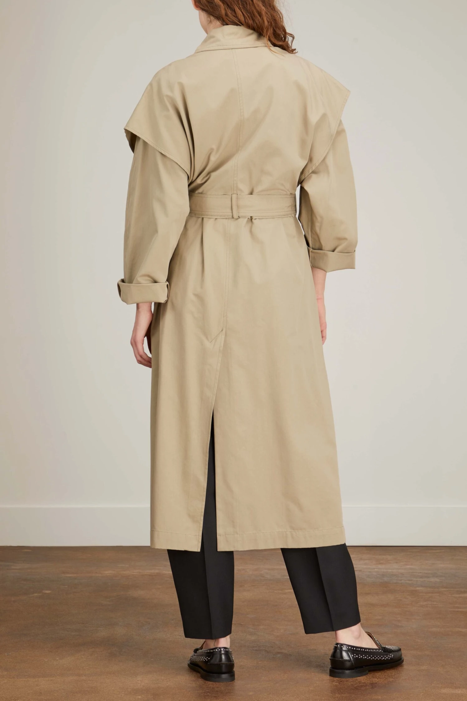 Toteme Layered Cotton Cupro Trench In Wet Sand 4 Toteme Layered Cotton Cupro Trench In Wet Sand - Image 4