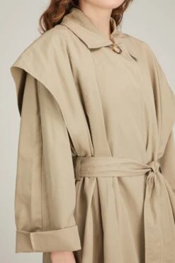 Toteme Layered Cotton Cupro Trench In Wet Sand 9 Toteme Layered Cotton Cupro Trench In Wet Sand -Dries Van Noten Shop toteme layered cotton cupro trench in wet sand 4 1