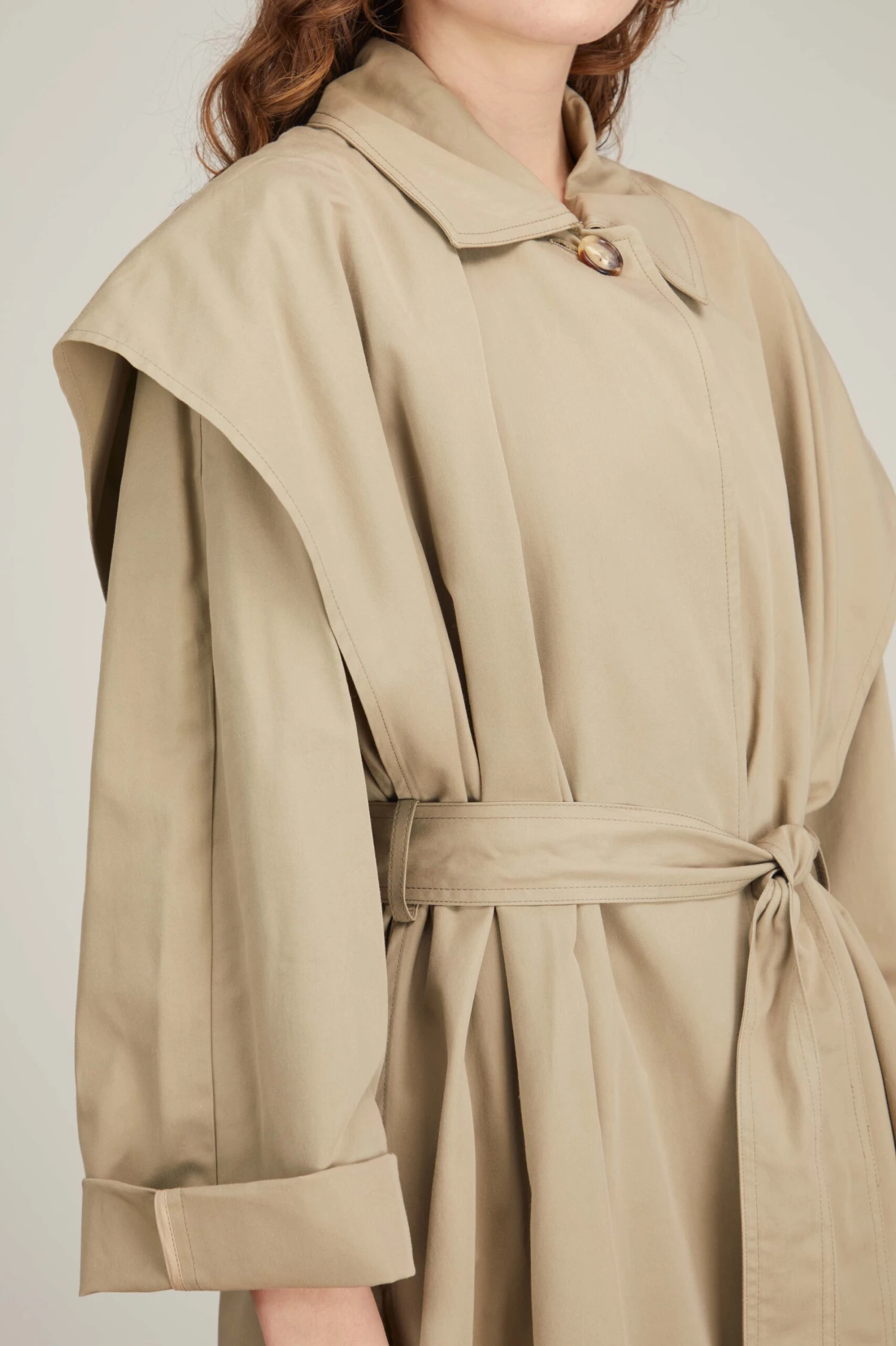 Toteme Layered Cotton Cupro Trench In Wet Sand 5 Toteme Layered Cotton Cupro Trench In Wet Sand - Image 5