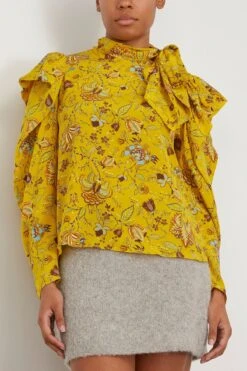 ULLA JOHNSON Brea Blouse In Mimosa 6 ULLA JOHNSON Brea Blouse In Mimosa -Dries Van Noten Shop ullajohnson BreaBlouseinMimosa 2