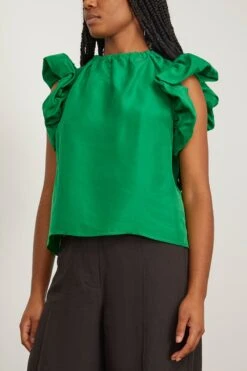 ULLA JOHNSON Iren Top In Emerald -Dries Van Noten Shop ullajohnson IrenTopinEmerald 2