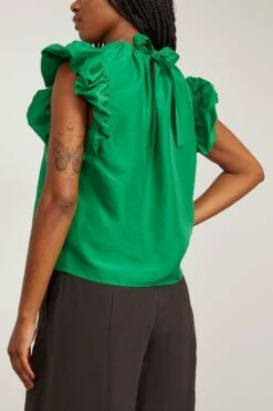 ULLA JOHNSON Iren Top In Emerald -Dries Van Noten Shop ullajohnson IrenTopinEmerald 3