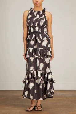 ULLA JOHNSON Serafina Gown In Noir Blur -Dries Van Noten Shop ullajohnson SerafinaGowninNoirBlur 2