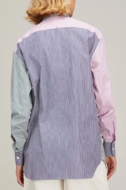 Classic Button Up Patchwork Top In Multi Stripe 7 Classic Button Up Patchwork Top In Multi Stripe -Dries Van Noten Shop woera classic button up patchwork top in multi stripe 3