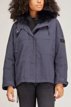 Bachette Jacket In Ink -Dries Van Noten Shop yves salomon bachette jacket in ink 2